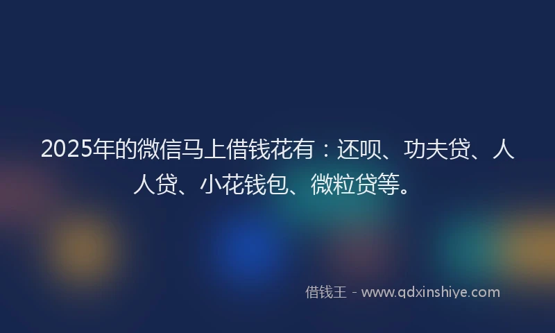 2025年的微信马上借钱花有：还呗、功夫贷、人人贷、小花钱包、微粒贷等。