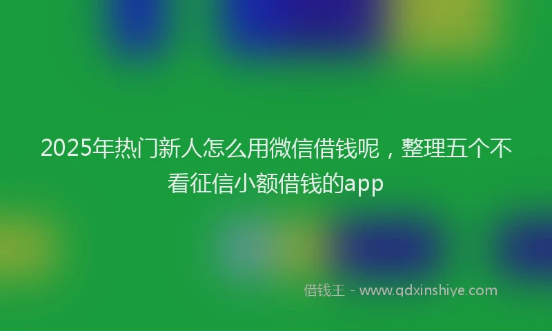 2025年热门新人怎么用微信借钱呢，整理五个不看征信小额借钱的app
