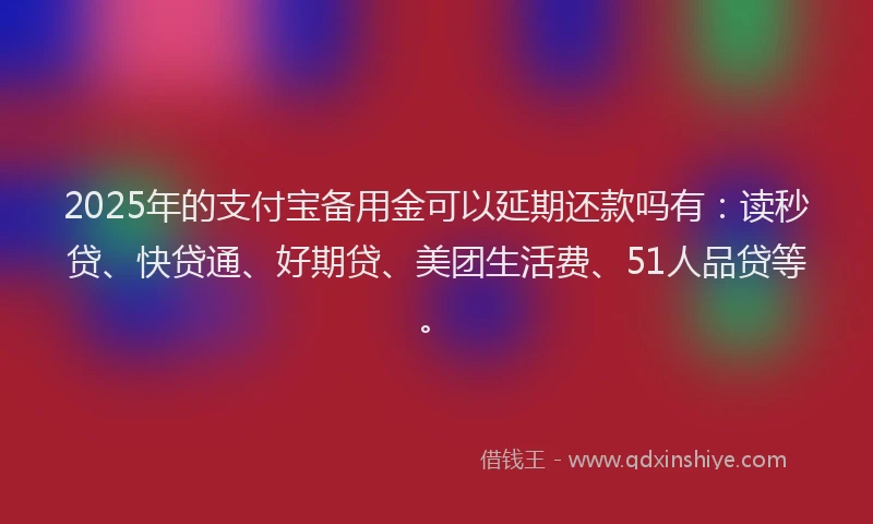 2025年的支付宝备用金可以延期还款吗有：读秒贷、快贷通、好期贷、美团生活费、51人品贷等。