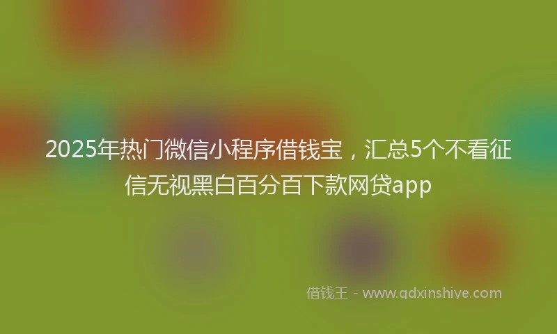 2025年热门微信小程序借钱宝，汇总5个不看征信无视黑白百分百下款网贷app