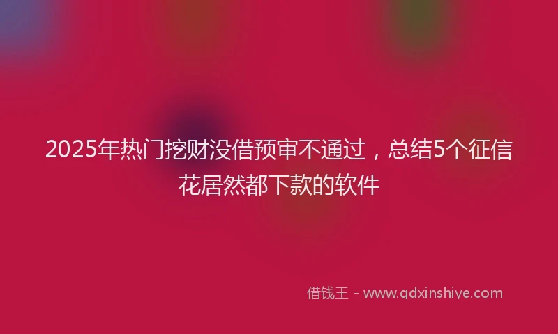 2025年热门挖财没借预审不通过，总结5个征信花居然都下款的软件