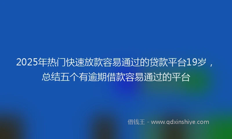 2025年热门快速放款容易通过的贷款平台19岁，总结五个有逾期借款容易通过的平台