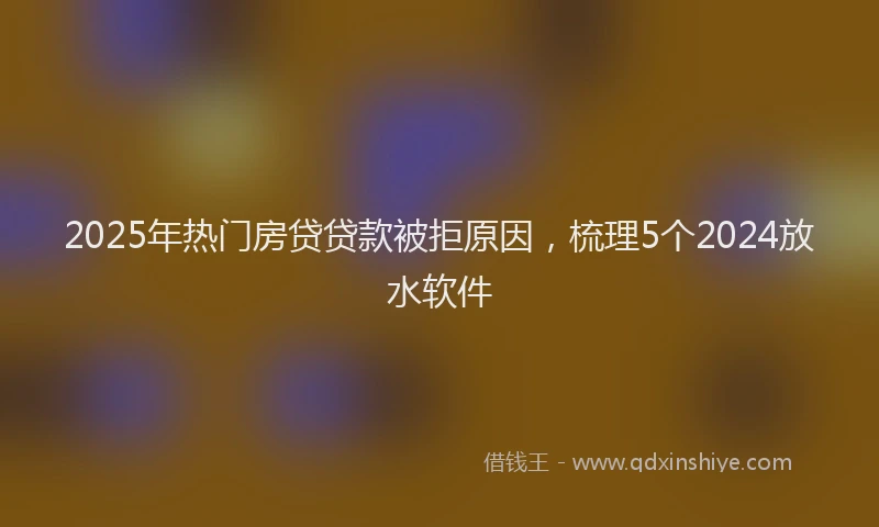 2025年热门房贷贷款被拒原因，梳理5个2024放水软件