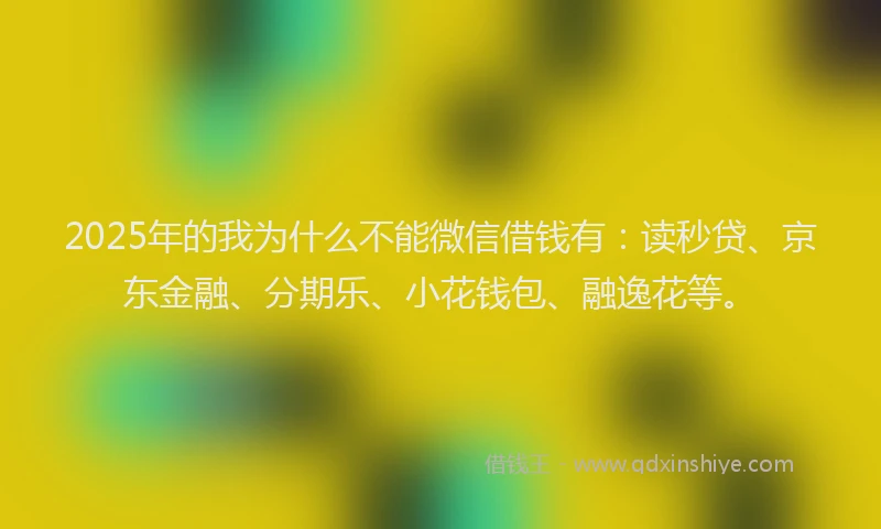 2025年的我为什么不能微信借钱有：读秒贷、京东金融、分期乐、小花钱包、融逸花等。