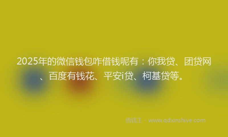 2025年的微信钱包咋借钱呢有：你我贷、团贷网、百度有钱花、平安i贷、柯基贷等。