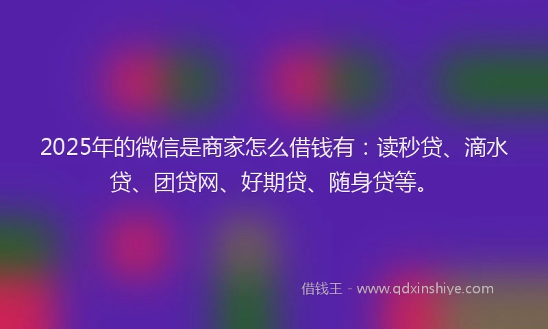 2025年的微信是商家怎么借钱有：读秒贷、滴水贷、团贷网、好期贷、随身贷等。