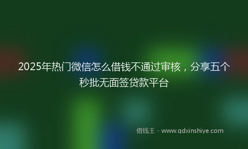 2025年热门微信怎么借钱不通过审核，分享五个秒批无面签贷款平台