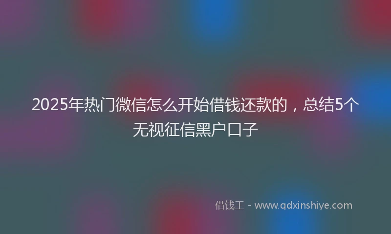 2025年热门微信怎么开始借钱还款的，总结5个无视征信黑户口子