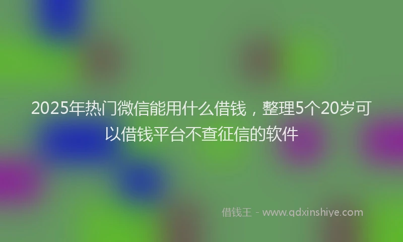 2025年热门微信能用什么借钱，整理5个20岁可以借钱平台不查征信的软件