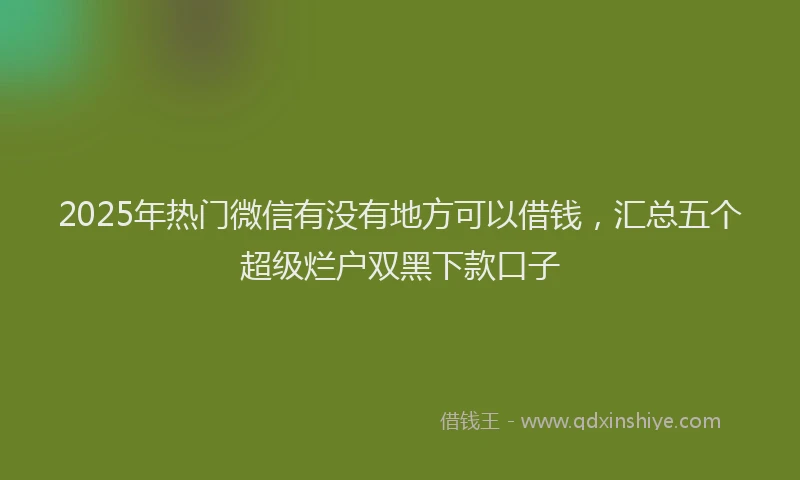 2025年热门微信有没有地方可以借钱，汇总五个超级烂户双黑下款口子