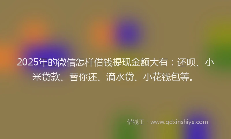 2025年的微信怎样借钱提现金额大有：还呗、小米贷款、替你还、滴水贷、小花钱包等。