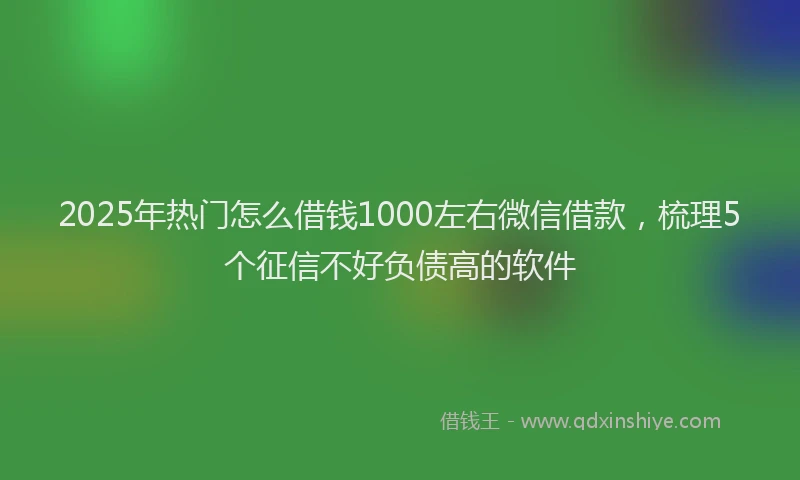 2025年热门怎么借钱1000左右微信借款，梳理5个征信不好负债高的软件
