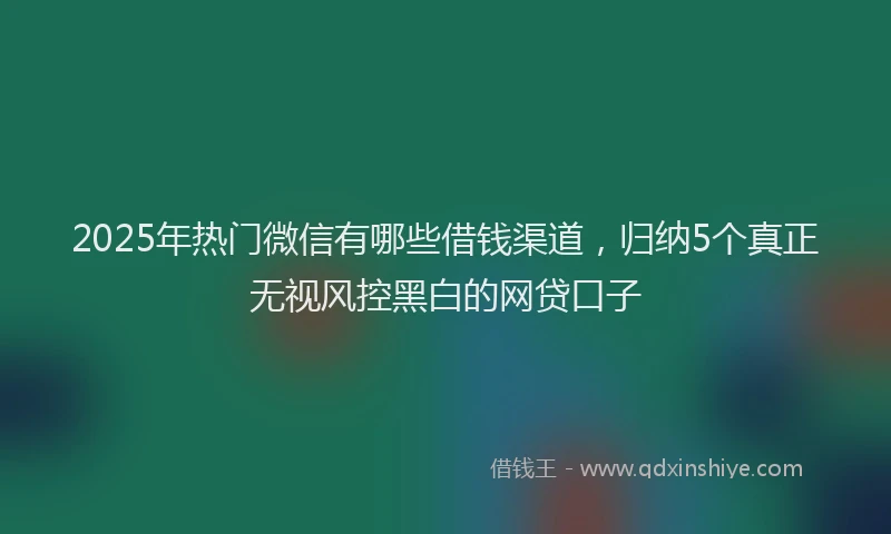2025年热门微信有哪些借钱渠道，归纳5个真正无视风控黑白的网贷口子