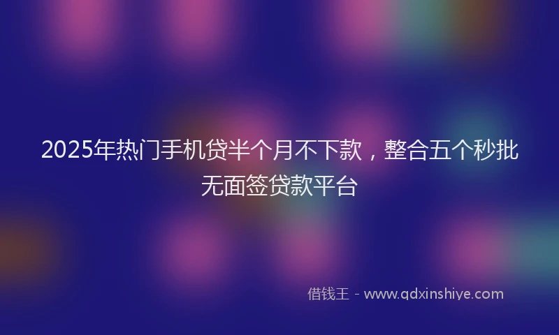 2025年热门手机贷半个月不下款，整合五个秒批无面签贷款平台