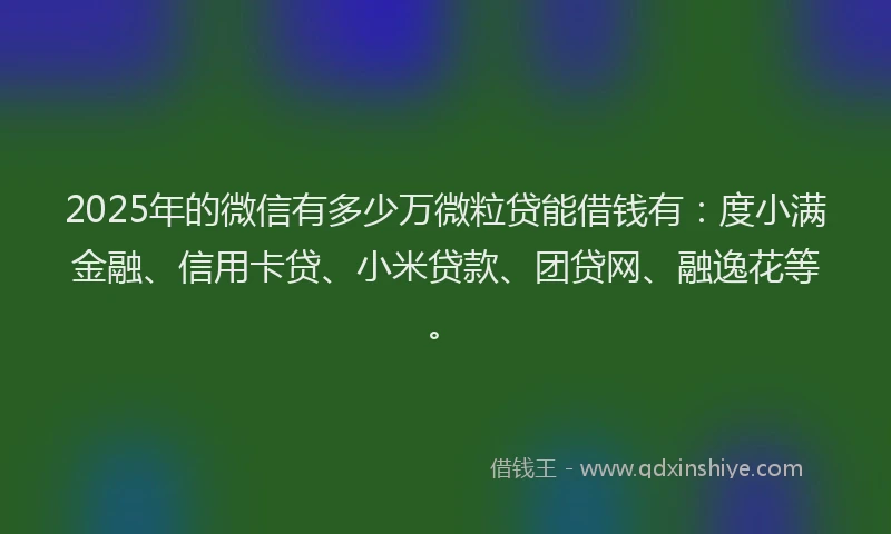 2025年的微信有多少万微粒贷能借钱有：度小满金融、信用卡贷、小米贷款、团贷网、融逸花等。