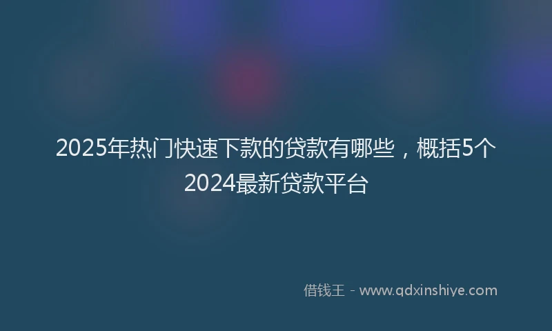 2025年热门快速下款的贷款有哪些，概括5个2024最新贷款平台