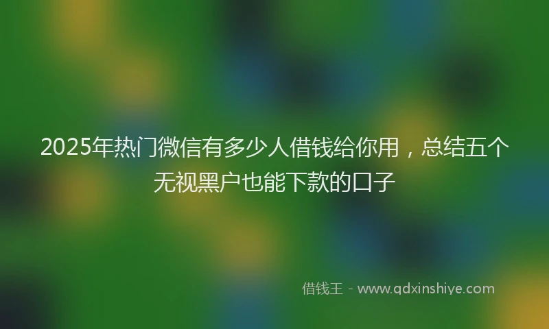 2025年热门微信有多少人借钱给你用，总结五个无视黑户也能下款的口子