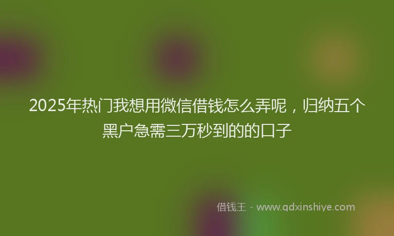 2025年热门我想用微信借钱怎么弄呢，归纳五个黑户急需三万秒到的的口子