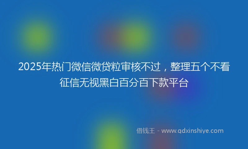 2025年热门微信微贷粒审核不过，整理五个不看征信无视黑白百分百下款平台