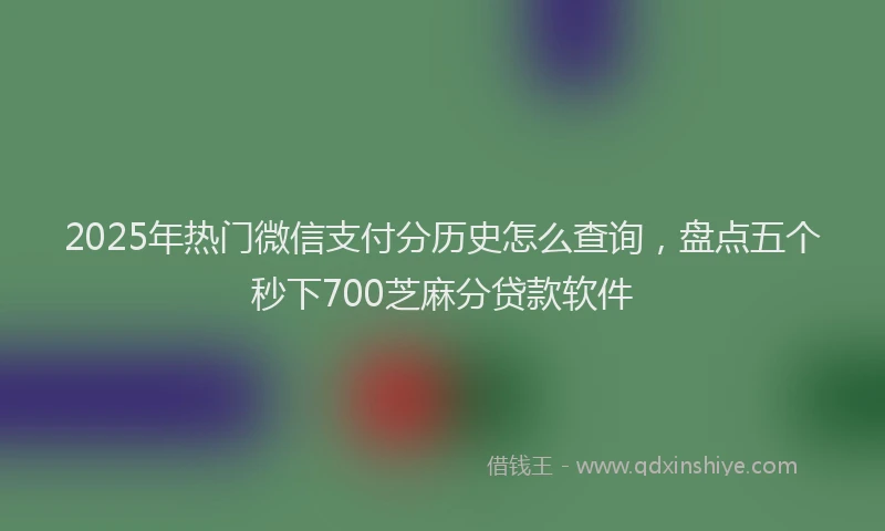 2025年热门微信支付分历史怎么查询，盘点五个秒下700芝麻分贷款软件