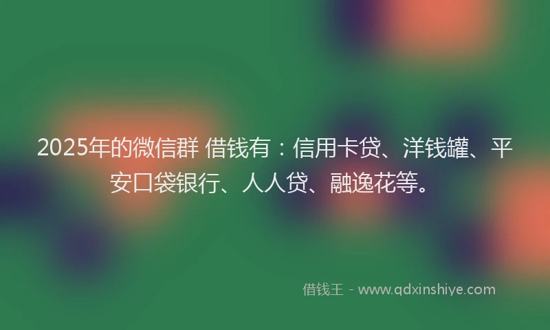 2025年的微信群 借钱有：信用卡贷、洋钱罐、平安口袋银行、人人贷、融逸花等。