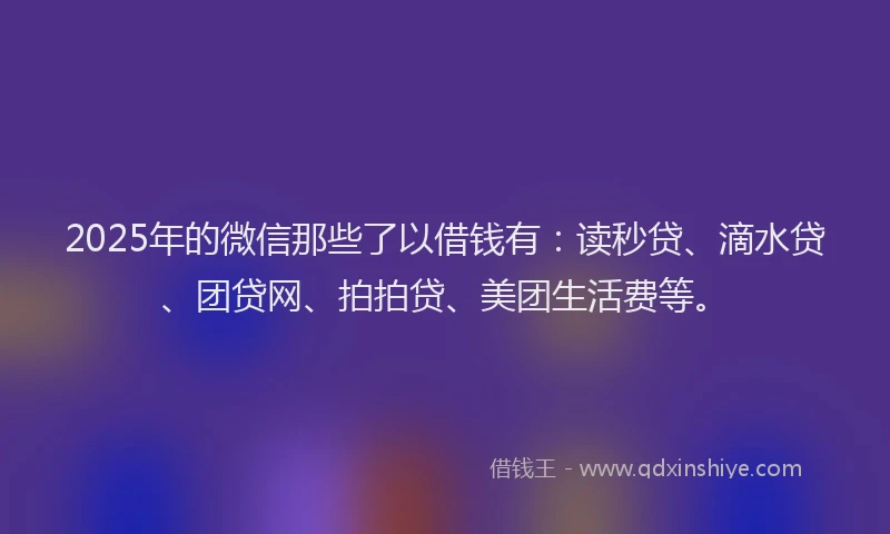 2025年的微信那些了以借钱有：读秒贷、滴水贷、团贷网、拍拍贷、美团生活费等。