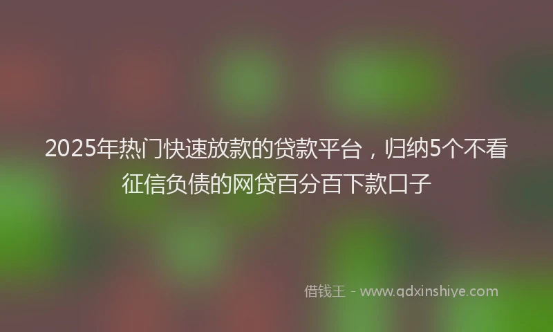 2025年热门快速放款的贷款平台，归纳5个不看征信负债的网贷百分百下款口子
