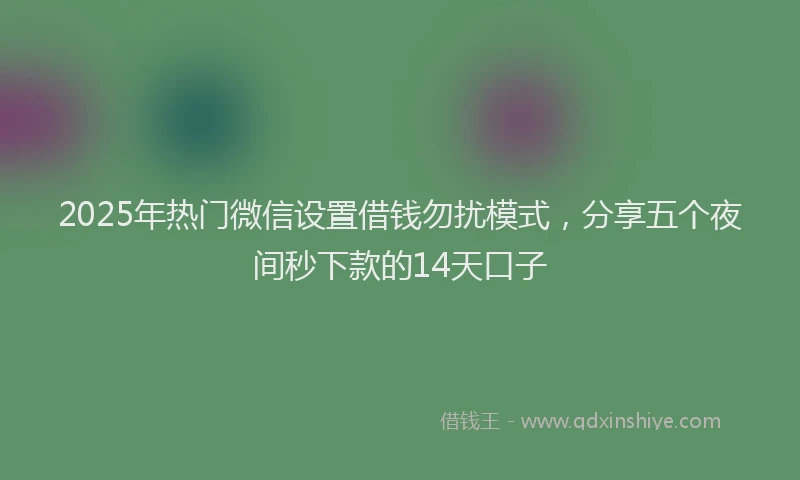 2025年热门微信设置借钱勿扰模式，分享五个夜间秒下款的14天口子