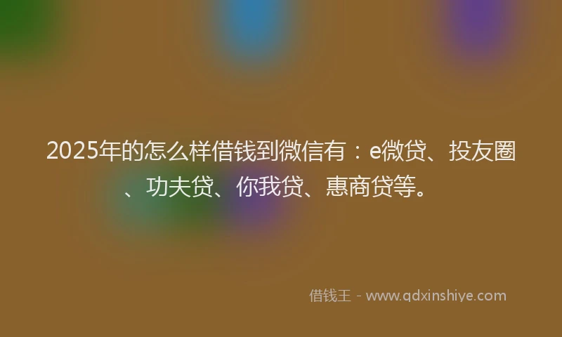 2025年的怎么样借钱到微信有：e微贷、投友圈、功夫贷、你我贷、惠商贷等。