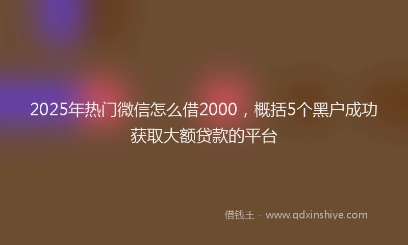 2025年热门微信怎么借2000，概括5个黑户成功获取大额贷款的平台