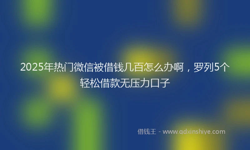 2025年热门微信被借钱几百怎么办啊，罗列5个轻松借款无压力口子