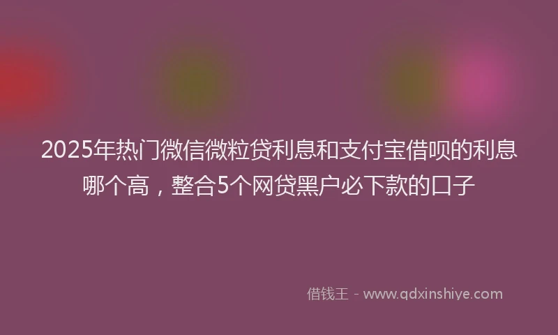 2025年热门微信微粒贷利息和支付宝借呗的利息哪个高，整合5个网贷黑户必下款的口子