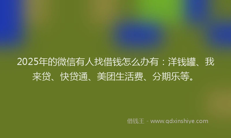 2025年的微信有人找借钱怎么办有：洋钱罐、我来贷、快贷通、美团生活费、分期乐等。