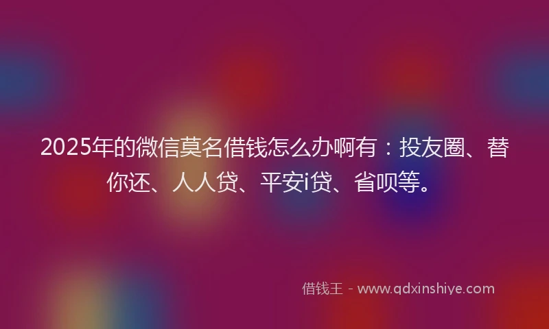 2025年的微信莫名借钱怎么办啊有：投友圈、替你还、人人贷、平安i贷、省呗等。