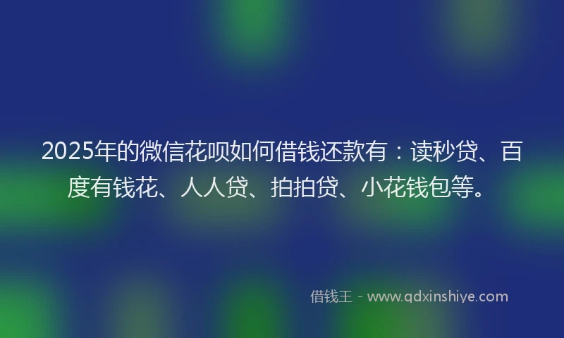 2025年的微信花呗如何借钱还款有：读秒贷、百度有钱花、人人贷、拍拍贷、小花钱包等。