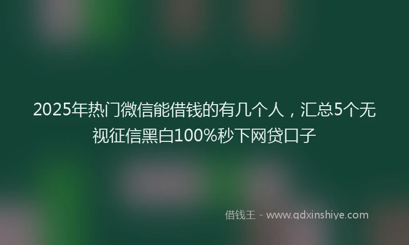 2025年热门微信能借钱的有几个人，汇总5个无视征信黑白100%秒下网贷口子