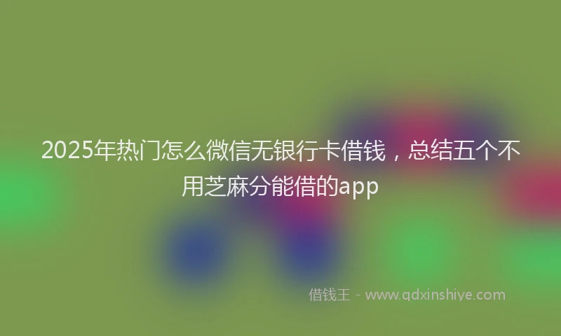 2025年热门怎么微信无银行卡借钱，总结五个不用芝麻分能借的app