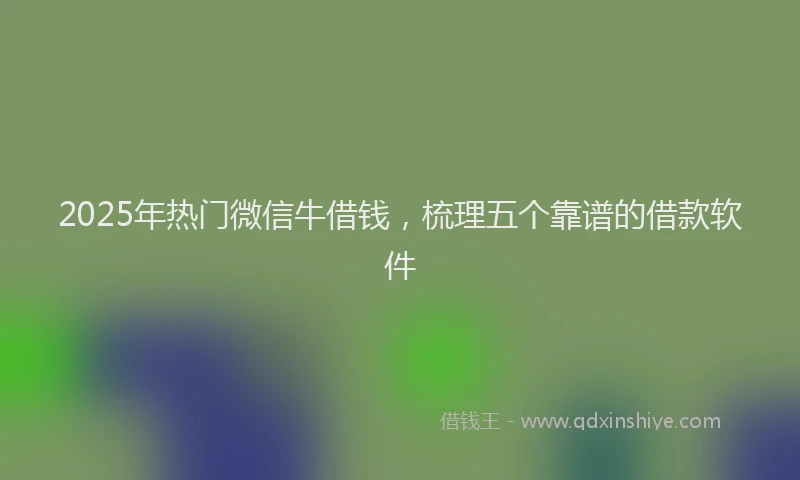 2025年热门微信牛借钱，梳理五个靠谱的借款软件