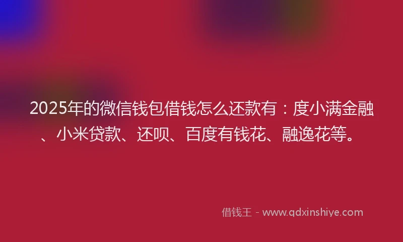 2025年的微信钱包借钱怎么还款有：度小满金融、小米贷款、还呗、百度有钱花、融逸花等。