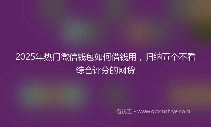 2025年热门微信钱包如何借钱用，归纳五个不看综合评分的网贷