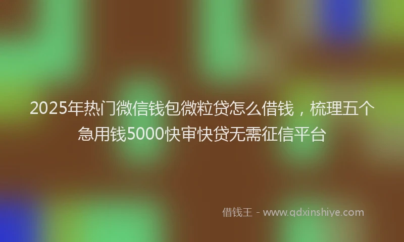 2025年热门微信钱包微粒贷怎么借钱，梳理五个急用钱5000快审快贷无需征信平台