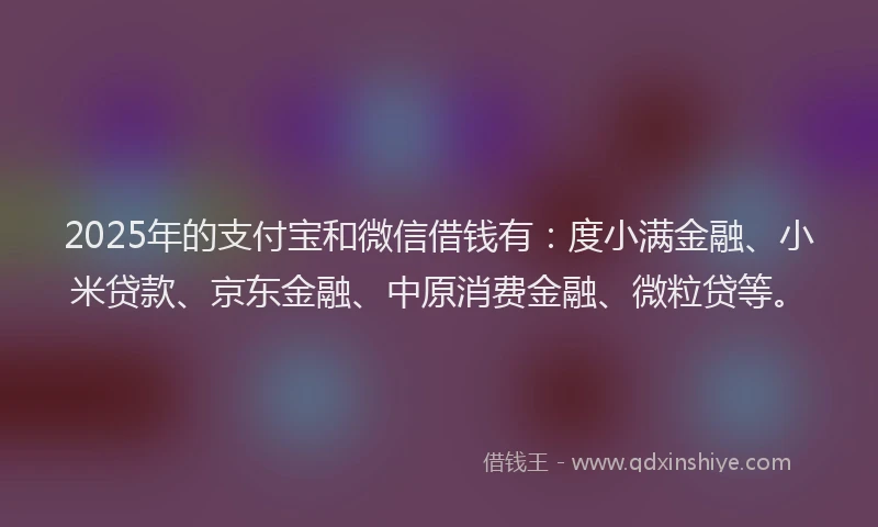 2025年的支付宝和微信借钱有：度小满金融、小米贷款、京东金融、中原消费金融、微粒贷等。