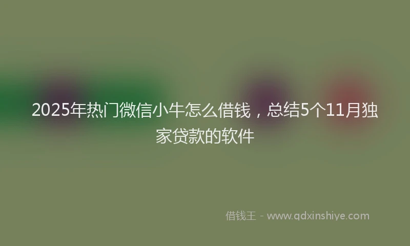 2025年热门微信小牛怎么借钱，总结5个11月独家贷款的软件