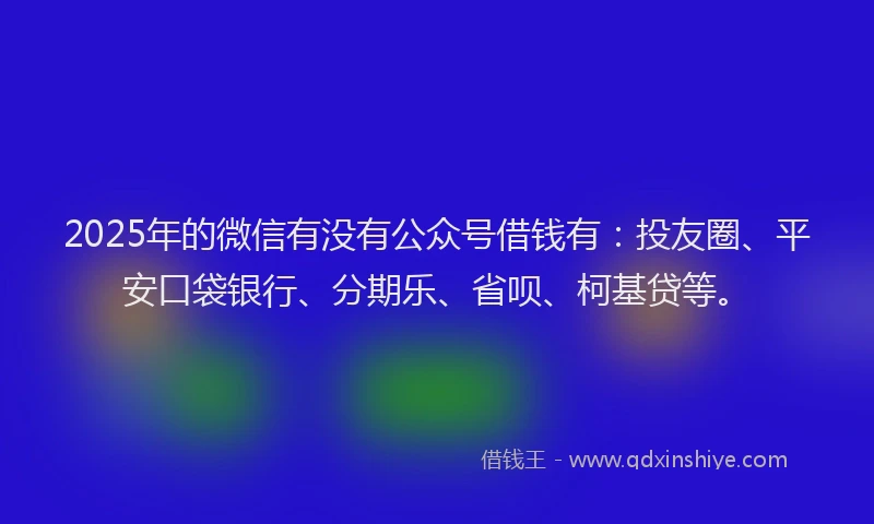2025年的微信有没有公众号借钱有：投友圈、平安口袋银行、分期乐、省呗、柯基贷等。