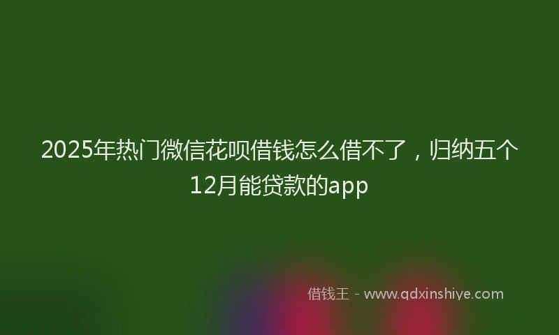 2025年热门微信花呗借钱怎么借不了，归纳五个12月能贷款的app