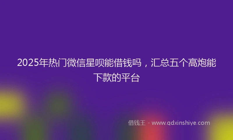 2025年热门微信星呗能借钱吗，汇总五个高炮能下款的平台