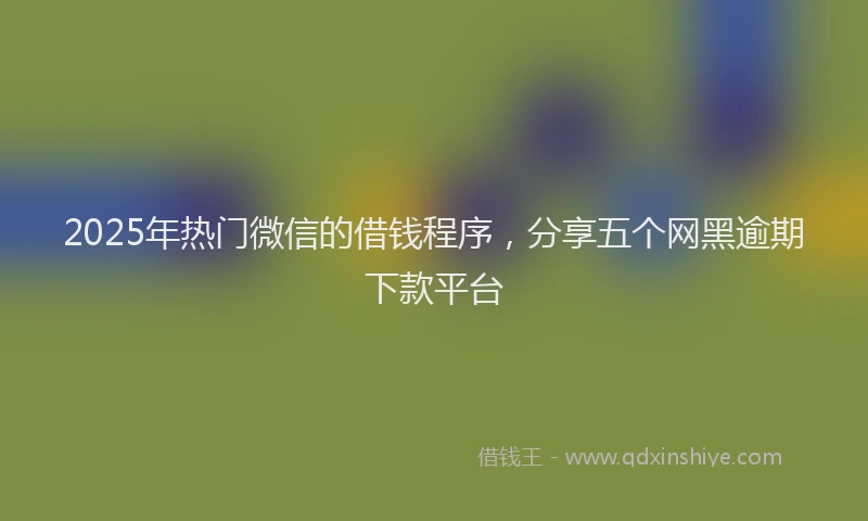 2025年热门微信的借钱程序，分享五个网黑逾期下款平台