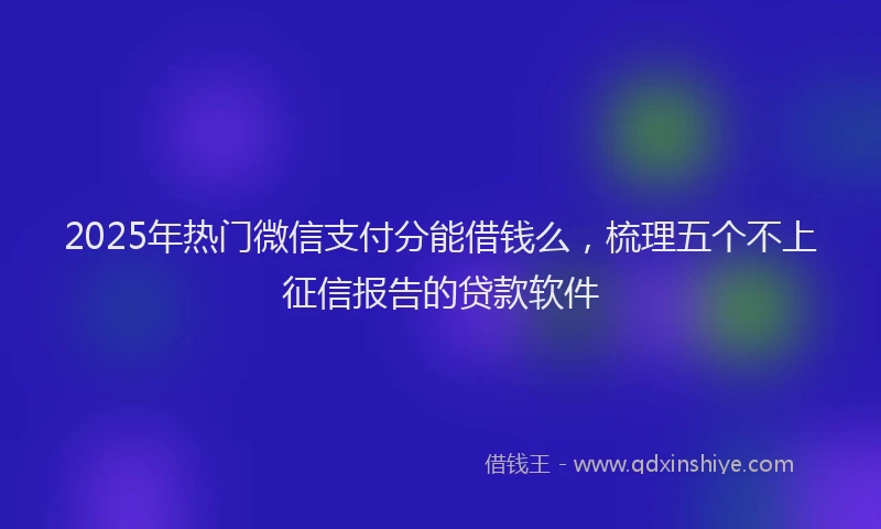 2025年热门微信支付分能借钱么，梳理五个不上征信报告的贷款软件