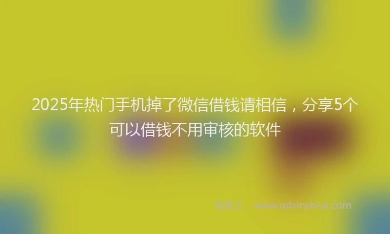 2025年热门手机掉了微信借钱请相信，分享5个可以借钱不用审核的软件