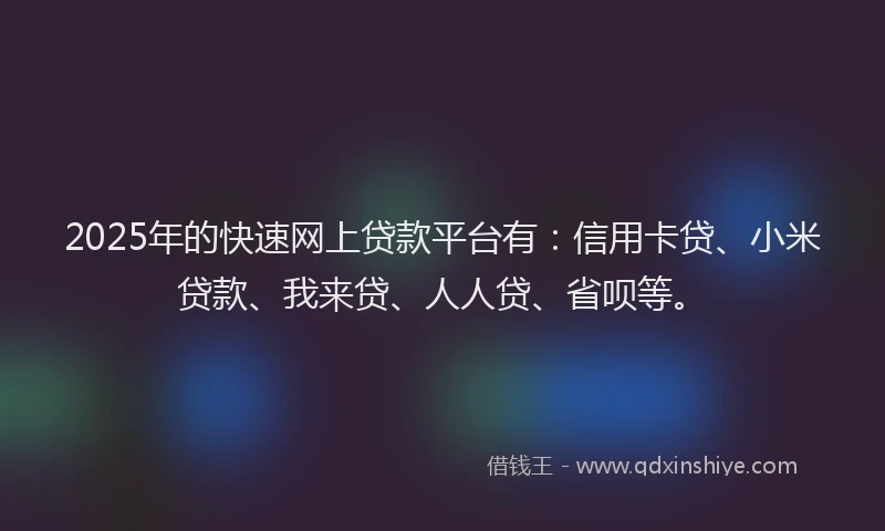 2025年的快速网上贷款平台有：信用卡贷、小米贷款、我来贷、人人贷、省呗等。